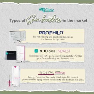 MyClinic- Your Trusted and #1 Choice
Increase skin quality & boost it up! ✨

MyClinic offers a wide range of skin boosters, but each holds different powers. Fight signs of ageing & improve skin hydration by getting your skin booster treatment with us! 💉 

Still confused about the best skin booster for you? Book an appointment with us today, our doctors will give you a solution 😉

Tingkatkan kualiti kulit dengan skin booster! ✨

MyClinic menawarkan pelbagai jenis skin booster yang mempunyai kebaikan yang berbeza. Lawan tanda-tanda penuaan & tingkatkan penghidratan kulit dengan mendapatkan rawatan skin booster anda bersama kami! 💉

Masih keliru tentang skin booster terbaik untuk anda? Tempah temujanji dengan kami hari ini, doktor kami bersedia membantu anda 😉

Damansara Utama | Puchong | Cheras
Melawati | Mount Austin, JB | Bangi | Kelantan | Shah Alam | Sutera Utama, JB
⏰ Monday to Sunday 10.00 am - 6.30 pm

#MyClinic #MyClinicTreatment #Profhilo #Rejuran #Newest