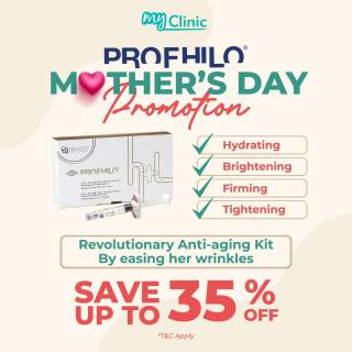 MyClinic- Your Trusted and #1 Choice
Don’t forget to get a Mother’s Day gift! 💕

Get Profhilo Skin Booster & Dual Yellow Laser treatments FOR LESS this upcoming Mother’s Day for you and your mother 🤑

Contact us now to book your session at a discounted price 😉

Jangan lupa dapatkan hadiah untuk Hari Ibu 💕

Dapatkan rawatan Profhilo Skin Booster & Dual Yellow Laser dengan HARGA LEBIH MURAH sempena Hari Ibu yang akan datang 🤑

Hubungi kami sekarang dan tempah sesi rawatan untuk anda & ibu dengan harga diskaun 😉

Damansara Utama | Puchong | Cheras
Melawati | Mount Austin, JB | Bangi | Kelantan | Shah Alam | Sutera Utama, JB
⏰ Monday to Sunday 10.00 am - 6.30 pm

#MyClinic #MyClinic #MyClinicTreatment #MyClinicPromo #sale #aesthetickl #aestheticclinic #aesthetic #aestheticmalaysia #skinclinic #skinclinicmalaysia #klinikkulit #klinikkulitmalaysia #doktorkulitmalaysia #skincare #skindisease #medicalaesthetics #skinaesthetic #antiaging #lipfiller #nonsurgical #pigmentation #picolaser #yellowlaser #co2laser #fatfreezing #hairgrowth #slimming #rejuran #profhilo