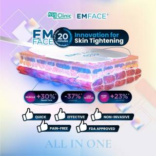 MyClinic- Your Trusted and #1 Choice
Tighten your skin in just 20 minutes with Emface ⏲️

This revolutionary treatment sculpts and awakens your facial muscles to reduce visible wrinkles for a lifting effect, bidding farewell to any sagging tired looks! 🔮

Book an appointment today and discover how technology works wonders! 📆

Tgangkan kulit anda dalam masa 20 minit dengan Emface ⏲️

Rawatan ini mampu membentuk otot muka untuk mengurangkan kedut yang kelihatan dan membantu anda mengurangkan kelesuan pada wajah! 🔮

Tempah temujanji hari ini dan rasai sendiri keajaiban teknologi! 📆

Damansara Utama | Puchong | Cheras
Melawati | Mount Austin, JB | Bangi | Kelantan | Shah Alam | Sutera Utama, JB
⏰ Monday to Sunday 10.00 am - 6.30 pm

#MyClinic #MyClinicPromo #aestheticclinic #aesthetic #aestheticmalaysia #skinclinic #skinclinicmalaysia #klinikkulit #klinikkulitmalaysia #doktorkulitmalaysia #skincare #skindisease #medicalaesthetics #skinaesthetic #antiaging #lipfiller #pigmentation #picolaser #yellowlaser #co2laser #fatfreezing #slimming #rejuran #profhilo #hydrafacial #potenza #emface #thermage #ultherapy