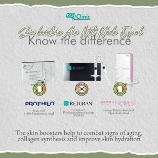 MyClinic- Your Trusted and #1 Choice
Increase skin quality & boost it up! ✨

MyClinic offers a wide range of skin boosters, but each holds different powers. Fight signs of ageing & improve skin hydration by getting your skin booster treatment with us! 💉 

Still confused about the best skin booster for you? Book an appointment with us today, our doctors will give you a solution 😉

Tingkatkan kualiti kulit dengan skin booster! ✨

MyClinic menawarkan pelbagai jenis skin booster yang mempunyai kebaikan yang berbeza. Lawan tanda-tanda penuaan & tingkatkan penghidratan kulit dengan mendapatkan rawatan skin booster anda bersama kami! 💉

Masih keliru tentang skin booster terbaik untuk anda? Tempah temujanji dengan kami hari ini, doktor kami bersedia membantu anda 😉

Damansara Utama | Puchong | Cheras
Melawati | Mount Austin, JB | Bangi | Kelantan | Shah Alam | Sutera Utama, JB
⏰ Monday to Sunday 10.00 am - 6.30 pm

#MyClinic #MyClinicTreatment #Profhilo #Rejuran #Newest
