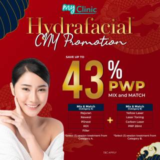 MyClinic- Your Trusted and #1 Choice
Celebrate Chinese New Year with MyClinic! 🧧

Enjoy HALF PRICE on Hydrafacial and double the glow by combining it with laser & skin booster! For the festive season, grab up to 43% OFF for 2 treatments—mix and match as you like 🏮

This CNY promo is available in all outlets, contact us to know more ✨

Sambut Tahun Baru Cina bersama MyClinic! 🧧 

Dapatkan rawatan Hydrafacial pada SEPARUH HARGA dan kekal berseri dengan gabungan Hydrafacial + laser & skin booster! Untuk musim perayaan ini, dapatkan DISKAUN sehingga 43% untuk 2 rawatan dalam senarai promosi🏮

Promosi istimewa CNY ni ada di semua cawangan, hubungi kami untuk maklumat lanjut ✨

Damansara Utama | Puchong | Cheras
Melawati | Mount Austin, JB | Bangi | Kelantan | Shah Alam | Sutera Utama, JB
⏰ Monday to Sunday 10.00 am - 6.30 pm

#MyClinic #MyClinicPromo #aestheticclinic #aesthetic #aestheticmalaysia #skinclinic #skinclinicmalaysia #klinikkulit #klinikkulitmalaysia #doktorkulitmalaysia #skincare #skindisease #medicalaesthetics #skinaesthetic #antiaging #lipfiller #pigmentation #picolaser #yellowlaser #co2laser #fatfreezing #slimming #rejuran #profhilo #hydrafacial #potenza #emface #thermage #ultherapy