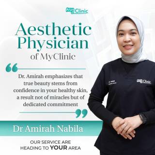 MyClinic- Your Trusted and #1 Choice
Meet Our Esteemed Aesthetic Physicians 👩🏼‍⚕️ 

At MyClinic, your beauty journey is entrusted to experienced doctors like Dr. Amirah. Rest assured, you can indulge in aesthetic treatments with confidence. 

Driven by the philosophy that 'Healthy skin is all about commitment,' Dr Amirah and our dedicated team are here to guide you on your path to radiant, healthy skin 🌟

Kenali Doktor Estetik Kami 👩🏼‍⚕️

Di MyClinic, prosedur rawatan kecantikan anda diamanahkan kepada doktor berpengalaman seperti Dr. Amirah. Anda tak perlu risau lagi, rawatan estetik kini boleh dinikmati dengan penuh keyakinan.

'Kulit yang sihat dicapai dengan komitmen,' Dr Amirah dan team kami di MyClinic bersedia untuk membantu anda mendapatkan kulit yang sihat dan berseri 🌟

Damansara Utama | Puchong | Cheras
Melawati | Mount Austin, JB | Bangi | Kelantan | Shah Alam | Sutera Utama, JB
⏰ Monday to Sunday 10.00 am - 6.30 pm

#MyClinic #MyClinicPromo #aestheticclinic #aesthetic #aestheticmalaysia #skinclinic #skinclinicmalaysia #klinikkulit #klinikkulitmalaysia #doktorkulitmalaysia #skincare #skindisease #medicalaesthetics #skinaesthetic #antiaging #lipfiller #pigmentation #picolaser #yellowlaser #co2laser #fatfreezing #slimming #rejuran #profhilo #hydrafacial #potenza #emface #thermage #ultherapy