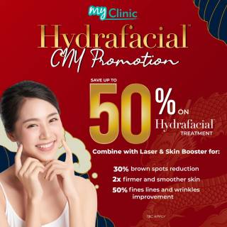 MyClinic- Your Trusted and #1 Choice
Celebrate Chinese New Year with MyClinic! 🧧

Enjoy HALF PRICE on Hydrafacial and double the glow by combining it with laser & skin booster! For the festive season, grab up to 43% OFF for 2 treatments—mix and match as you like 🏮

This CNY promo is available in all outlets, contact us to know more ✨

Sambut Tahun Baru Cina bersama MyClinic! 🧧 

Dapatkan rawatan Hydrafacial pada SEPARUH HARGA dan kekal berseri dengan gabungan Hydrafacial + laser & skin booster! Untuk musim perayaan ini, dapatkan DISKAUN sehingga 43% untuk 2 rawatan dalam senarai promosi🏮

Promosi istimewa CNY ni ada di semua cawangan, hubungi kami untuk maklumat lanjut ✨

Damansara Utama | Puchong | Cheras
Melawati | Mount Austin, JB | Bangi | Kelantan | Shah Alam | Sutera Utama, JB
⏰ Monday to Sunday 10.00 am - 6.30 pm

#MyClinic #MyClinicPromo #aestheticclinic #aesthetic #aestheticmalaysia #skinclinic #skinclinicmalaysia #klinikkulit #klinikkulitmalaysia #doktorkulitmalaysia #skincare #skindisease #medicalaesthetics #skinaesthetic #antiaging #lipfiller #pigmentation #picolaser #yellowlaser #co2laser #fatfreezing #slimming #rejuran #profhilo #hydrafacial #potenza #emface #thermage #ultherapy